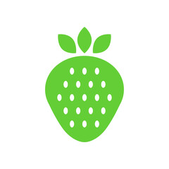 Strawberry eco vector green icon