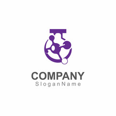 Molecule science lab logo icon design template scientific lab concept