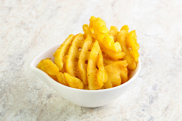 Fried potato slice in the bowl