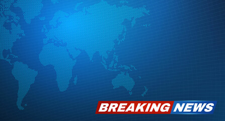 Breaking news background with World map and light effects.