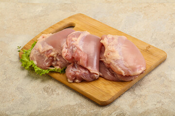 Raw chicken boneless and skinless leg