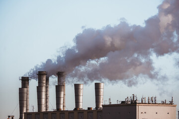 Smoke from the chimney. City center in Moscow