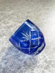 青い江戸切子のお猪口