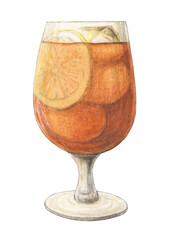 アイスティー　水彩色鉛筆イラスト