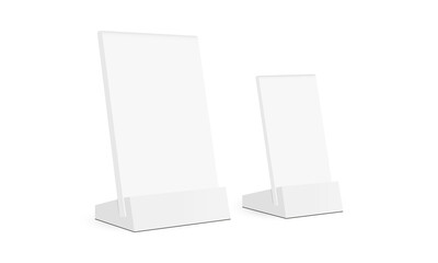Desk Sign Holders for Menu, Flyer, Card or Prices, Isolated on White Background. Vector Illustration