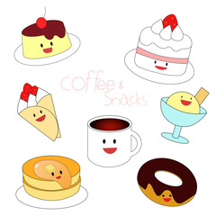 スイーツ　コーヒー　笑顔