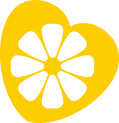 Heart with cutout flower yellow
