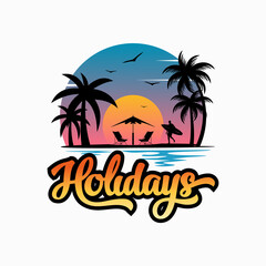 Fototapeta na wymiar Beach logo design vector