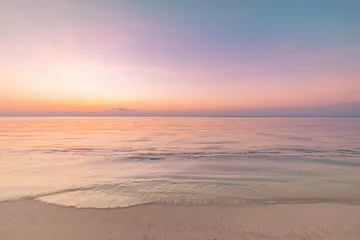 Fototapeten Colorful sky ocean beach sunrise with dramatic motivational mood. Tropical island seaside, coastal landscape, exotic beach shore, sea horizon. Inspire happy closeup of sand, beautiful summer travel © icemanphotos