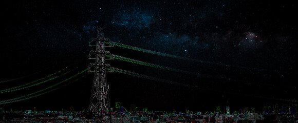 Obraz na płótnie Canvas ビットパターン　東京夜景　