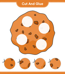 Cut and glue, cut parts of Cookie and glue them. Educational children game, printable worksheet, vector illustration