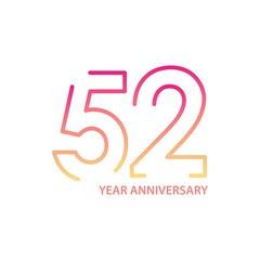 52 anniversary logotype with gradient colors for celebration purpose and special moment