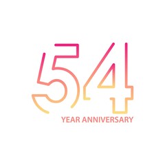 54 anniversary logotype with gradient colors for celebration purpose and special moment