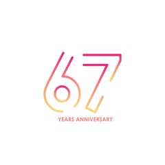 67 anniversary logotype with gradient colors for celebration purpose and special moment