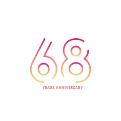 68 anniversary logotype with gradient colors for celebration purpose and special moment