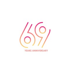 69 anniversary logotype with gradient colors for celebration purpose and special moment