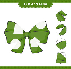 Cut and glue, cut parts of Ribbon and glue them. Educational children game, printable worksheet, vector illustration