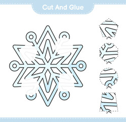 Cut and glue, cut parts of Snowflake and glue them. Educational children game, printable worksheet, vector illustration