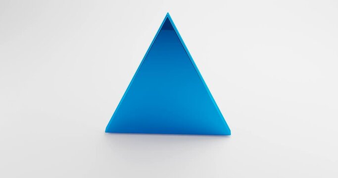 Abstract impossible triangle shine blue and white. 3D Illustration 