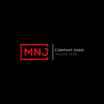 MNJ logo monogram isolated on circle element design template, MNJ letter logo design on black background. MNJ creative initials letter logo concept.  MNJ letter design.