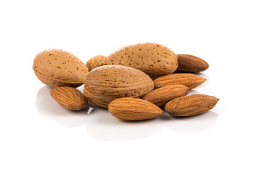 Almonds on a white background