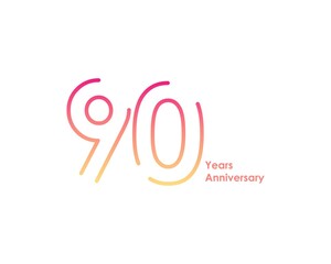 90 anniversary logotype with gradient colors for celebration purpose and special moment