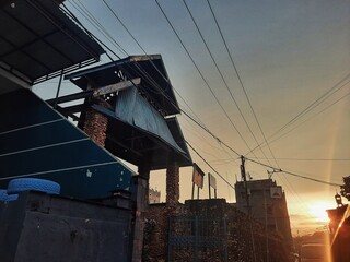 sunset in the city