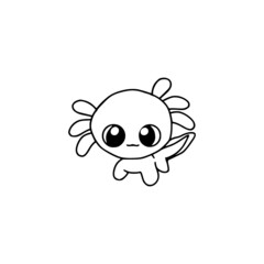 Hand Drawn Cute axolotl icon isolated on white background