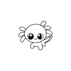 Hand Drawn Cute axolotl icon isolated on white background