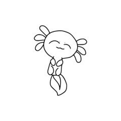 Fototapeta na wymiar Hand Drawn Cute axolotl icon isolated on white background
