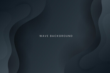 Dynamic 3D abstract background with black paper cut waves color design concept. Modern fluid business tech template for banner, cover, card, flyer, magazine, presentation, corporate