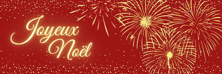 Merry Chrismas illustration in french langage with fireworks