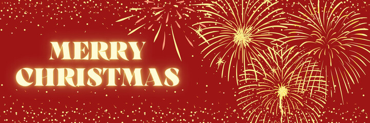Merry Chrismas illustration with fireworks