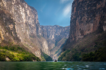 The Sump Canyon is the most spectacular part of the Sumidero Canyon where the waters of Grijalva...