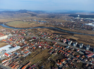 aerial view of the Reghin city - Romania
