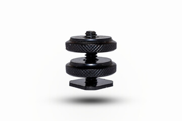 Hot shoe black bolt for camera with isolated white background