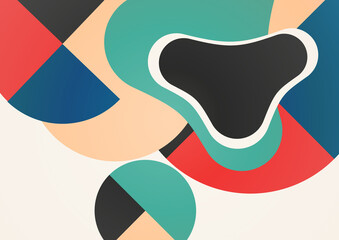Abstract geometric pattern background texture for poster cover design. Minimal color vector banner template with circles and smooth shapes. Vector