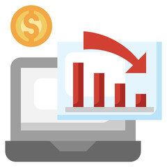 LOSSES flat icon,linear,outline,graphic,illustration