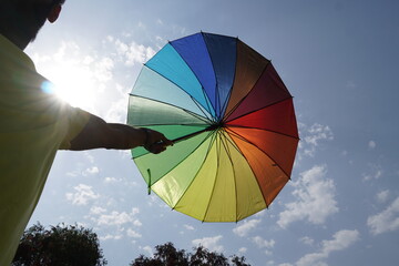 spring season with colored umbrella holidays with umbrella outdoor                                                               