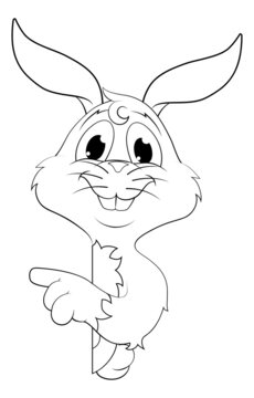 recommend clip art: Easter Bunny Rabbit Cartoon Character Peeking Sign
