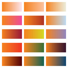 Bright gradient backgrounds. Color transition from orange to other colors. Editable file, color replacement and resizing.