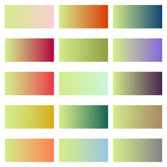 Naklejka premium Gradient backgrounds with a transition from pistachio color to other colors. Background for printing, text insertion and other graphic objects, for websites.