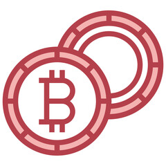 BITCOIN red line icon,linear,outline,graphic,illustration