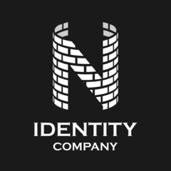 Letter n,  with spiral  shape logo template illustration. suitable for construction, building, industrial, techno 