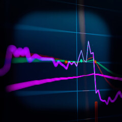 FINANCIAL SERVICE concept with Data analyzing in Forex, Commodities, Equities, Fixed Income and Emerging Markets. the charts and summary info show about 