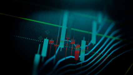 FINANCIAL SERVICE concept with Data analyzing in Forex, Commodities, Equities, Fixed Income and Emerging Markets. the charts and summary info show about 