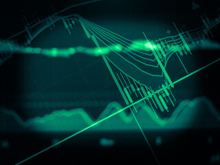 FINANCIAL SERVICE concept with Data analyzing in Forex, Commodities, Equities, Fixed Income and Emerging Markets. the charts and summary info show about 