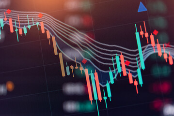 FINANCIAL SERVICE concept with Data analyzing in Forex, Commodities, Equities, Fixed Income and Emerging Markets. the charts and summary info show about 