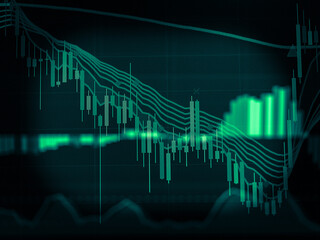 FINANCIAL SERVICE concept with Data analyzing in Forex, Commodities, Equities, Fixed Income and Emerging Markets. the charts and summary info show about 