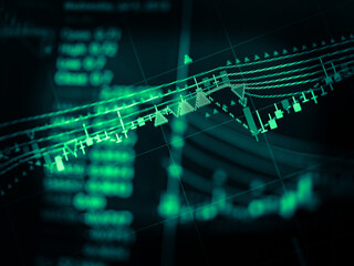 FINANCIAL SERVICE concept with Data analyzing in Forex, Commodities, Equities, Fixed Income and Emerging Markets. the charts and summary info show about 
